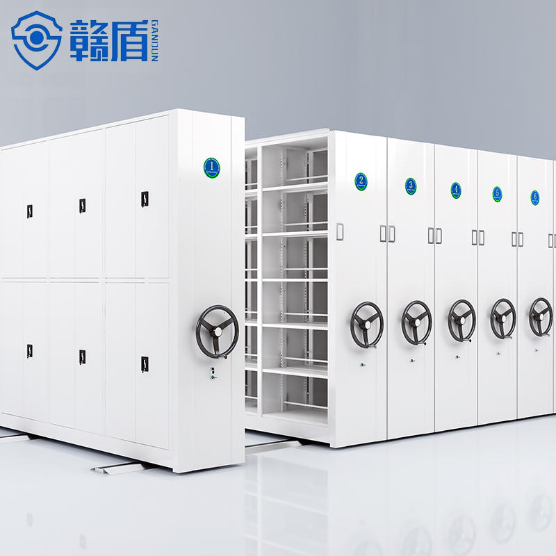 Manual Handle Mobile Shelving Large Capacity Closed High Density Steel
